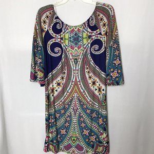 Vintage Auditions Womens Dress Size Medium Multicolor Abstract Stretch USA Made